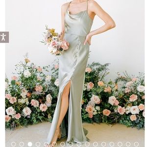 NWT REVELRY GOLD CHAMPAGNE SATIN BRIDESMAID DRESS